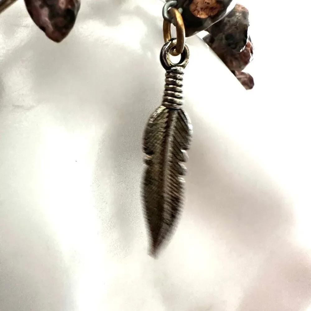 Leopard skin Jasper wrap around leaf charm bracelet